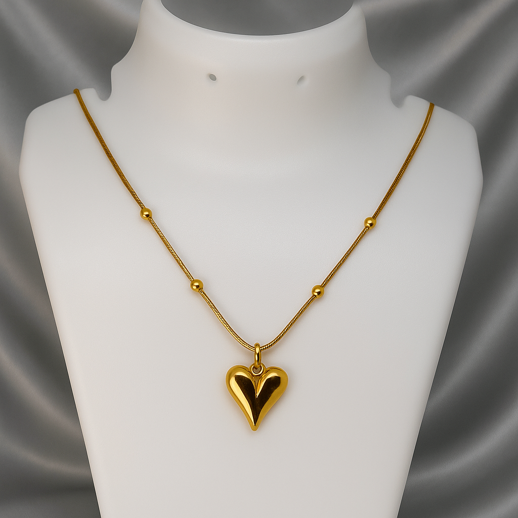 IRAZ 18k Gold Plated Stainless Steel Anti-Tarnish Heart Pendant Necklace