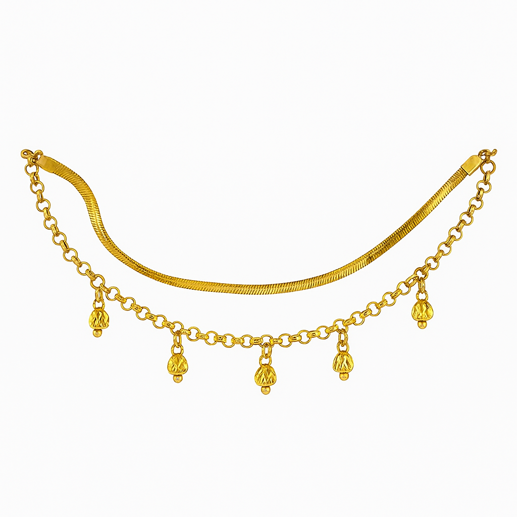 IRAZ 18k Gold Plated Anti-Tarnish Double Layered Charm Bracelet