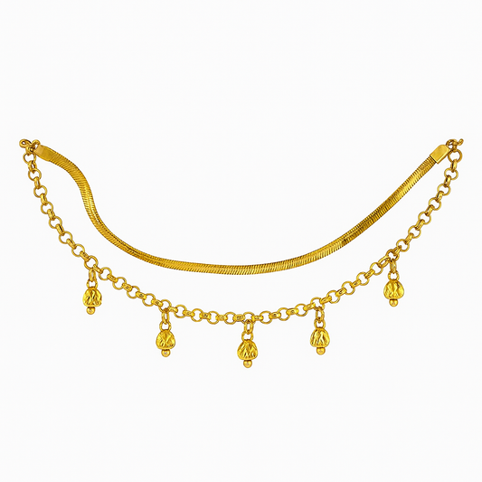 IRAZ 18k Gold Plated Anti-Tarnish Double Layered Charm Bracelet