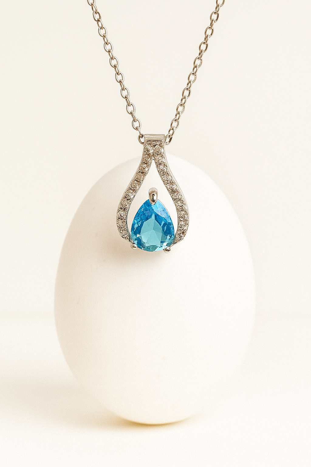 IRAZ 925 Silver Plated Stainless Steel Anti-Tarnish Teardrop Necklace