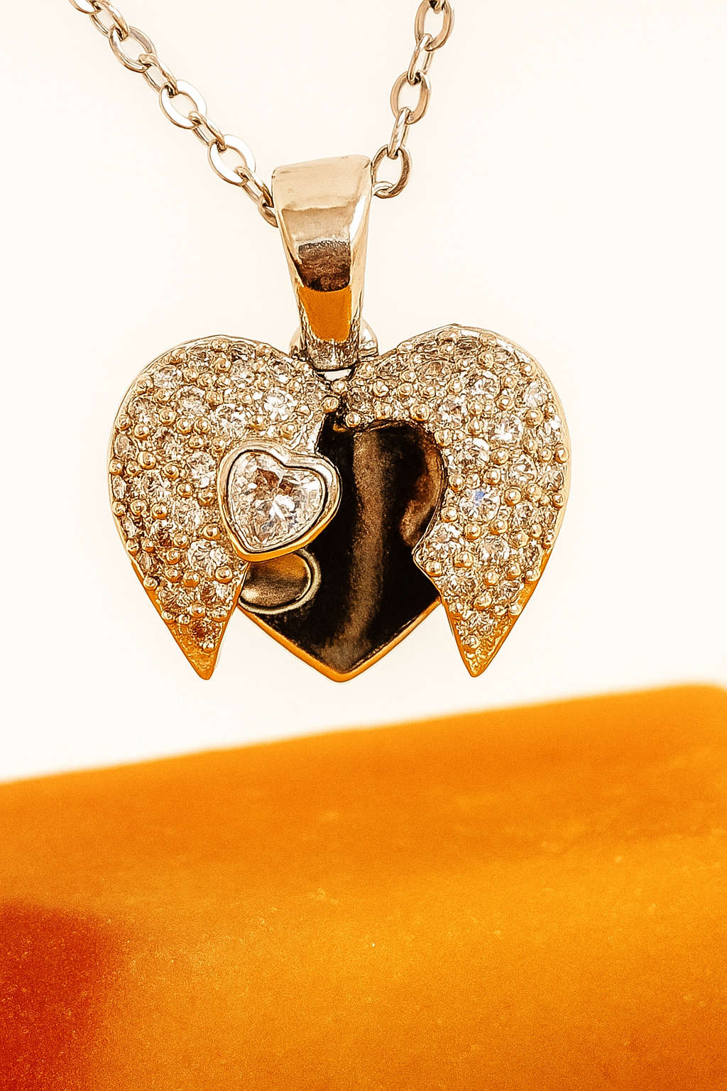 IRAZ 925 Silver Plated Stainless Steel Anti-Tarnish Broken Heart Pendant Necklace