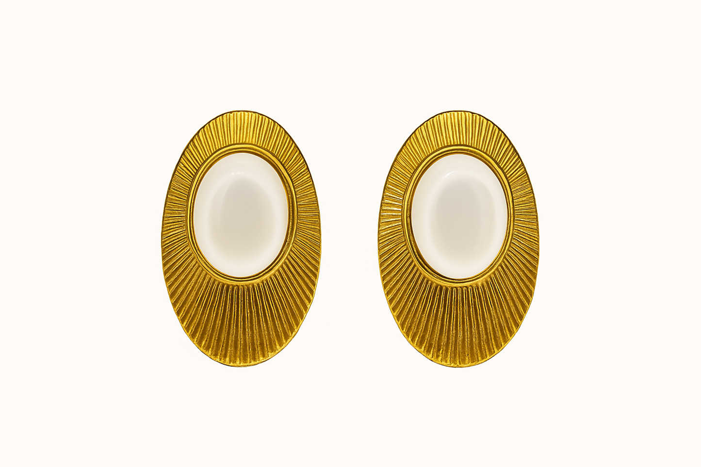 IRAZ 18K Gold Plated Anti Tarnish Stainless Steel Vintage Oval Earrings