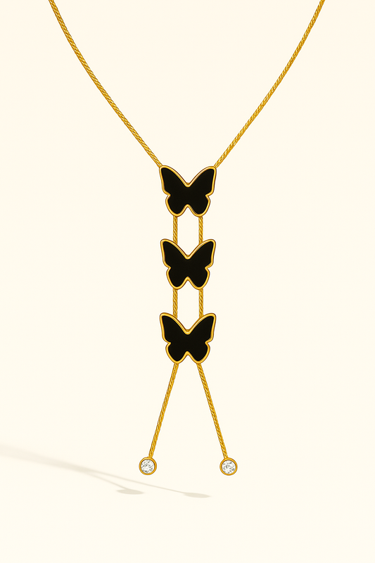 IRAZ 18k Gold Plated Anti-Tarnish Triple Butterfly Pendant Necklace