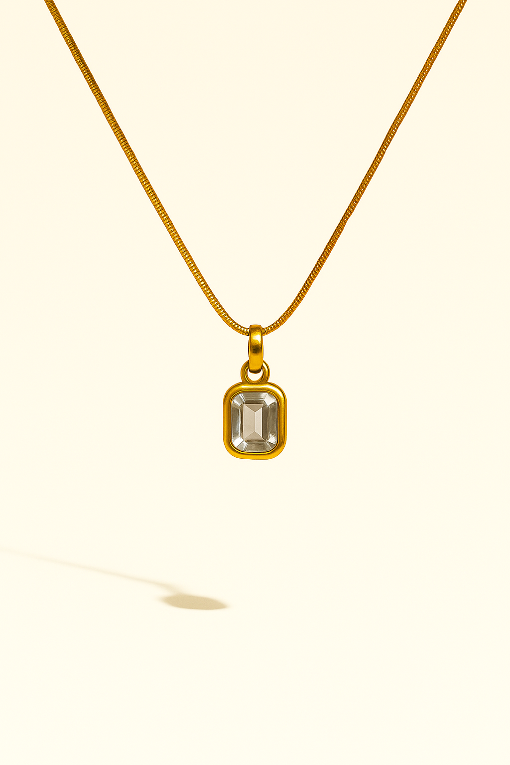 IRAZ 18k Gold Plated Anti-Tarnish White Stone Pendant Necklace