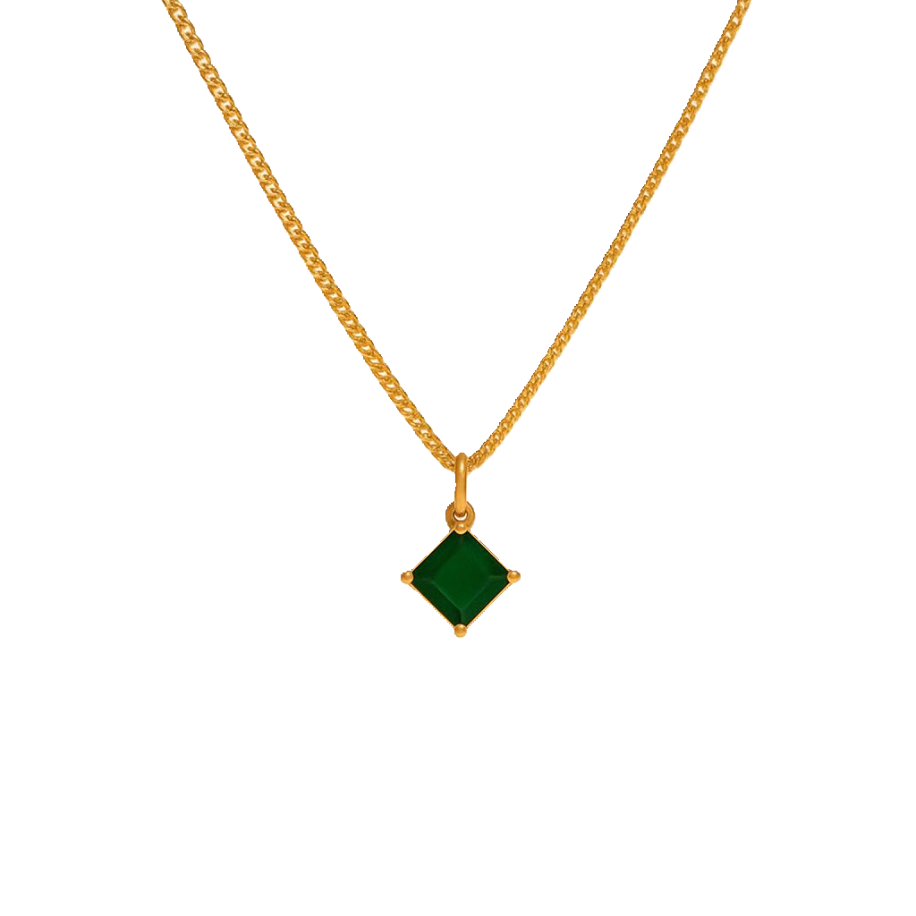 IRAZ 18k Gold Plated Anti-Tarnish Green Gemstone Necklace