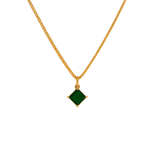 IRAZ 18k Gold Plated Anti-Tarnish Green Gemstone Necklace