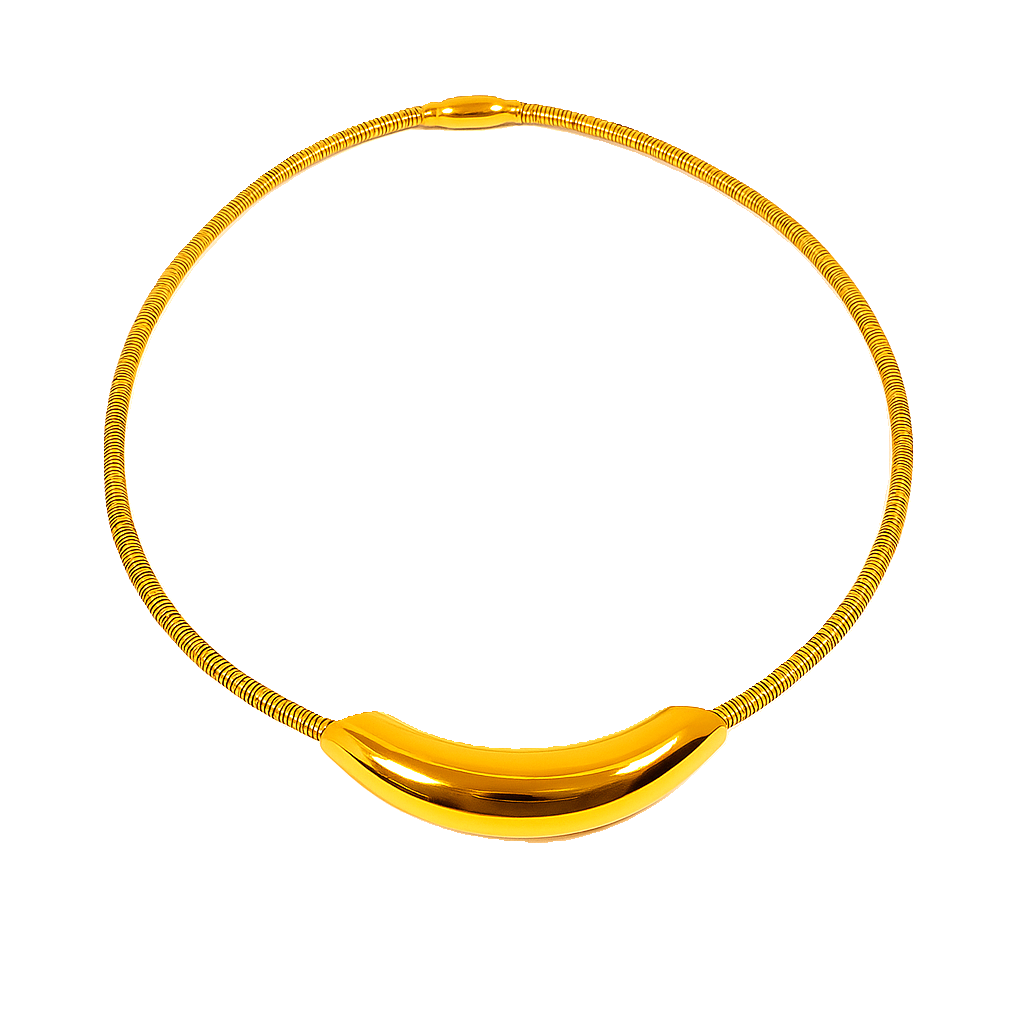 IRAZ 18k Gold Plated Anti-Tarnish Arc Shape Curved Pendant Necklace