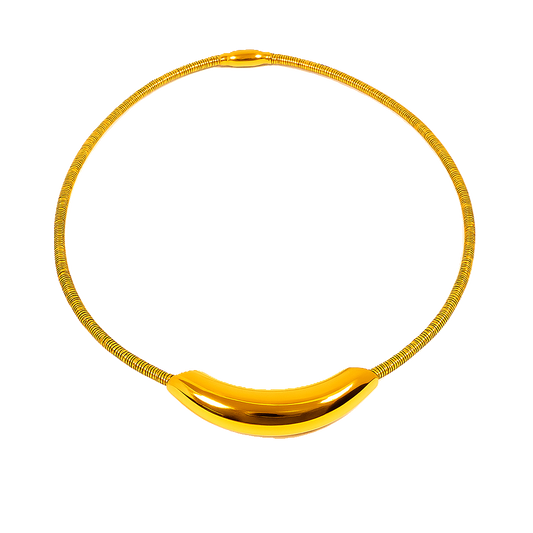 IRAZ 18k Gold Plated Anti-Tarnish Arc Shape Curved Pendant Necklace