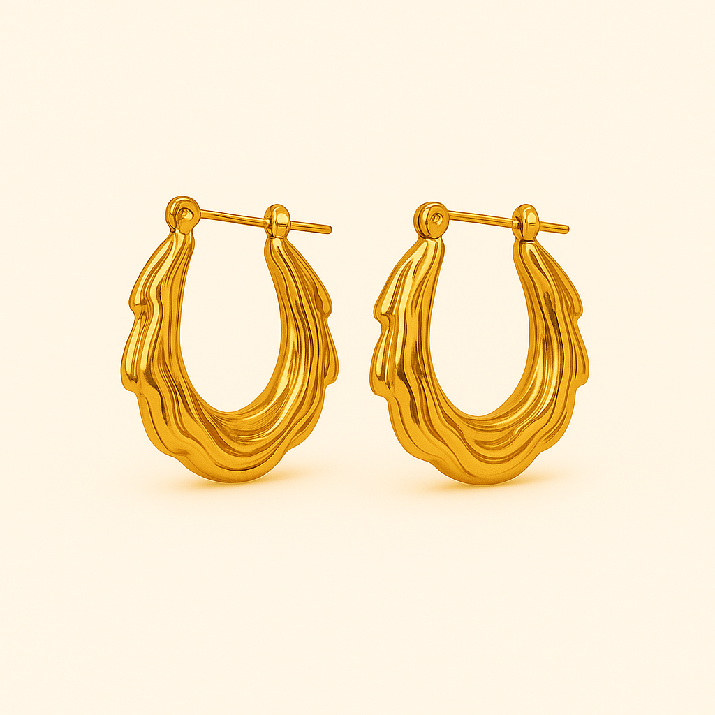IRAZ 18k Gold Plated Anti-Tarnish Wave Hoops