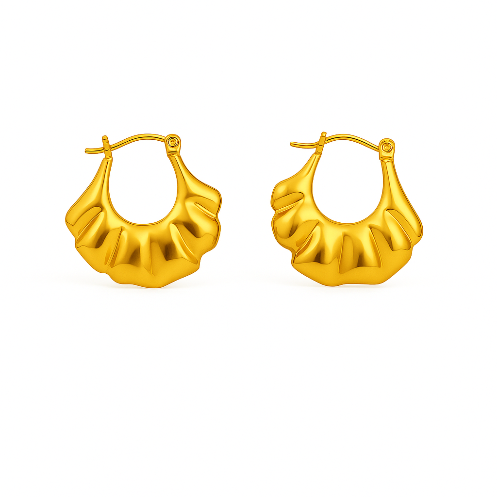 IRAZ 18k Gold Plated Anti-Tarnish Leaf Hoops