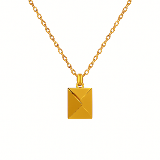 IRAZ 18k Gold Plated Anti-Tarnish Envelope Pendant Necklace