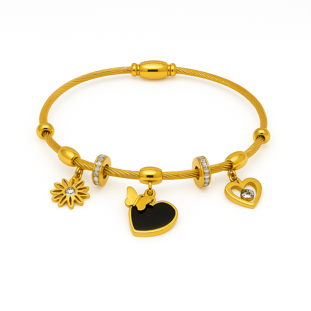 IRAZ 18k Gold Plated Anti-Tarnish Charm Bracelet