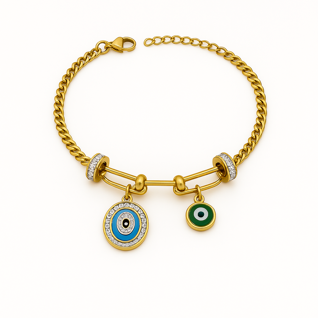 IRAZ 18k Gold Plated Anti-Tarnish Chain Bracelet with Charms
