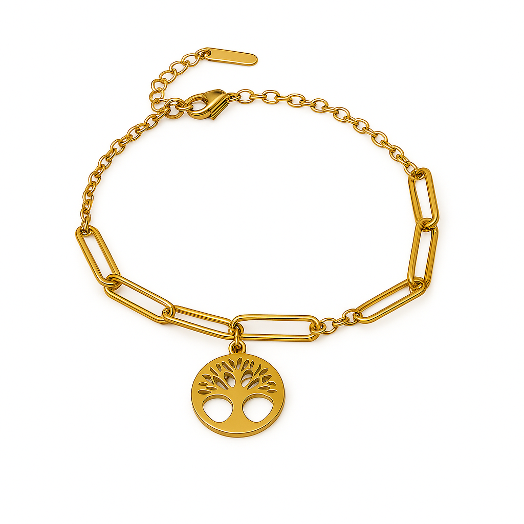 IRAZ 18k Gold Plated Anti-Tarnish Tree of Life Bracelet