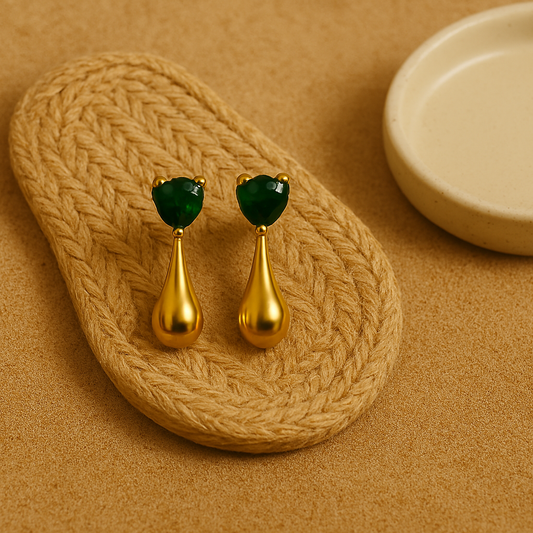 IRAZ 18K Gold Plated Anti Tarnish Stainless Steel Waterproof Heart Teardrop Earrings