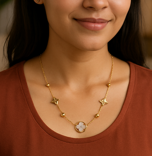 IRAZ 18k Gold Plated Anti-Tarnish Flower Pendant Necklace