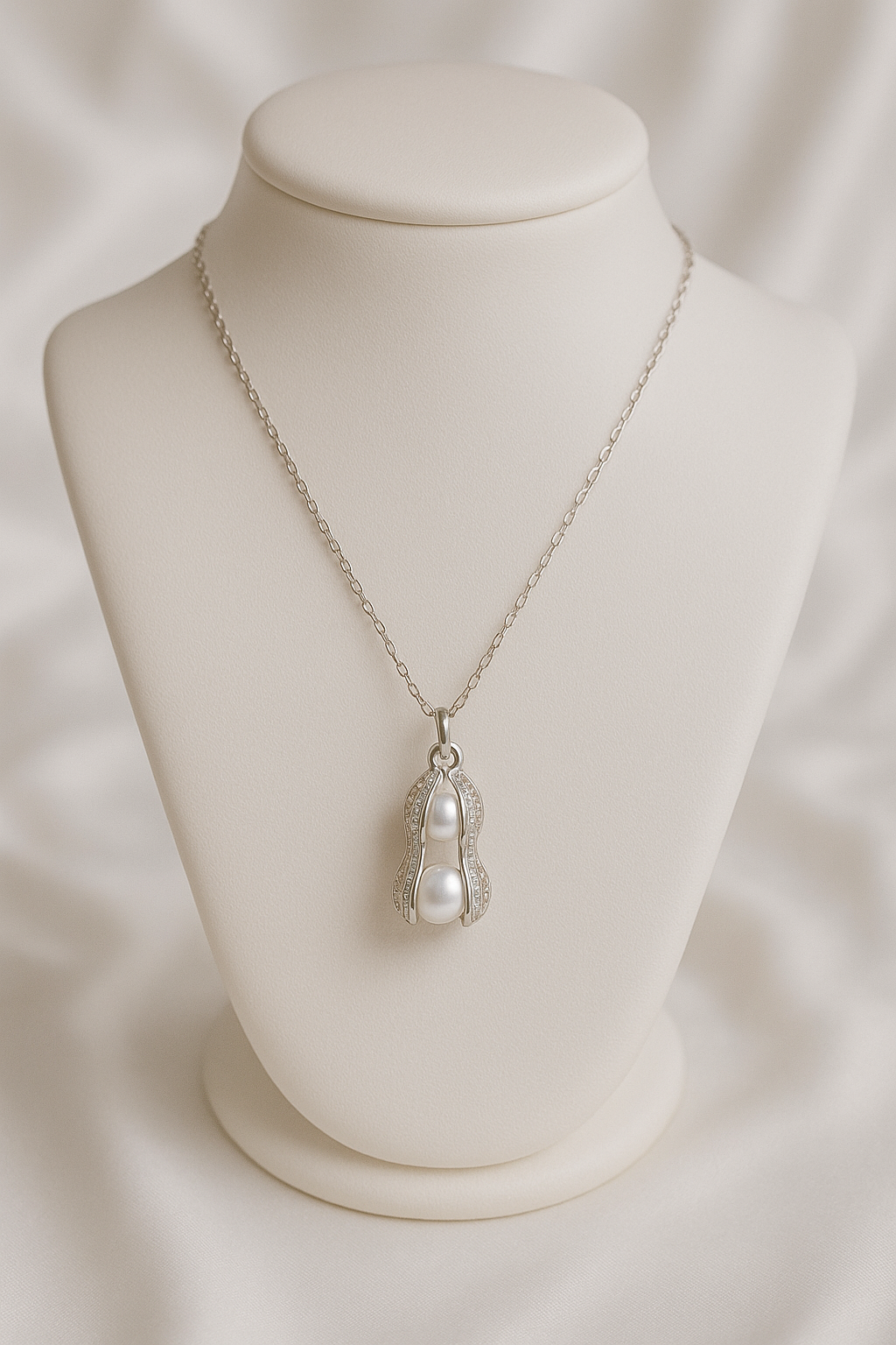 IRAZ 925 Silver Plated Stainless Steel Anti-Tarnish Peanut Pendant Necklace