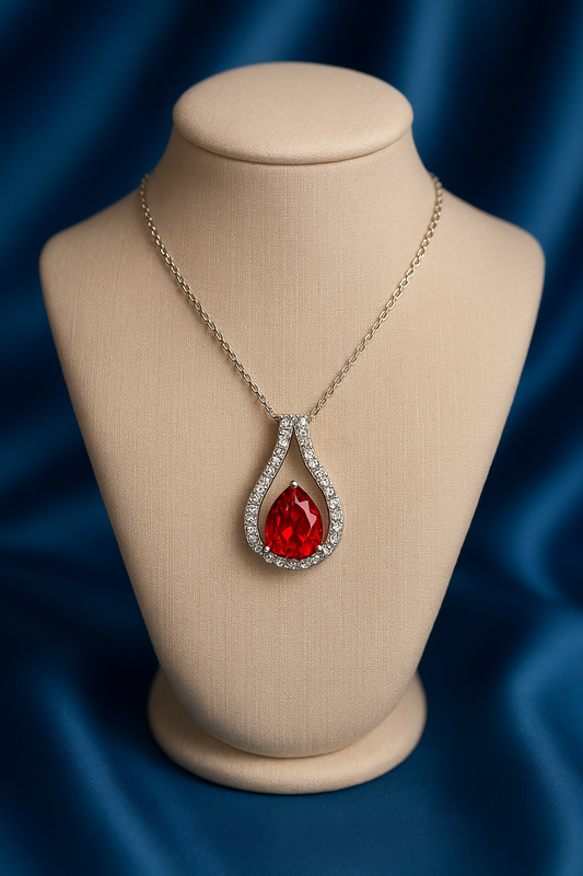 IRAZ 925 Silver Plated Stainless Steel Anti-Tarnish Teardrop Necklace