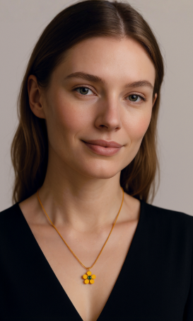 IRAZ 18K Gold-Plated Stainless-Steel Anti Tarnish Flower Pendant Snake Chain Necklace