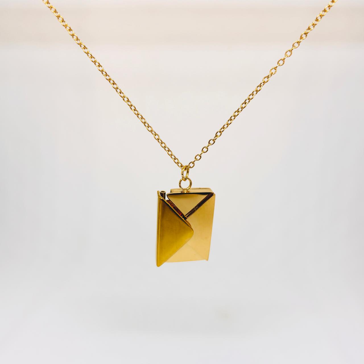 IRAZ 18k Gold Plated Anti-Tarnish Envelope Pendant Necklace