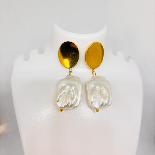 IRAZ 18k Gold Plated Anti-Tarnish Pearl Drop Earrings
