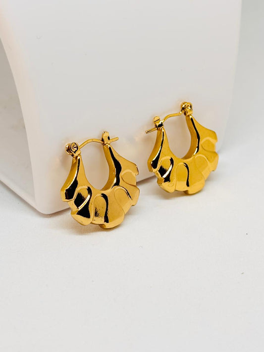 IRAZ 18k Gold Plated Anti-Tarnish Leaf Hoops