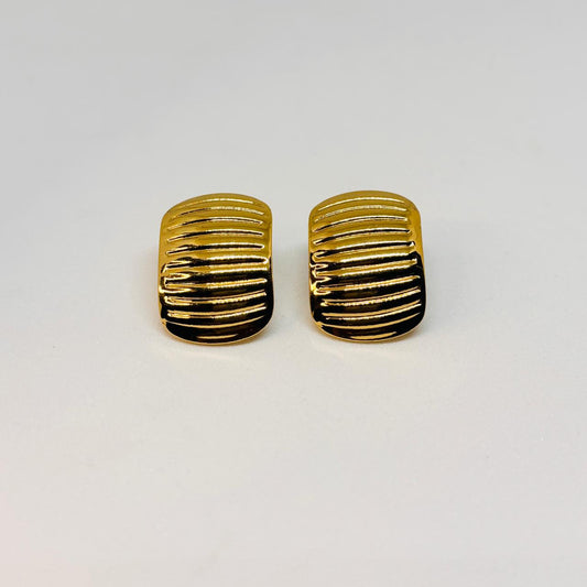 IRAZ 18k Gold Plated Anti-Tarnish Striped Texture Earrings