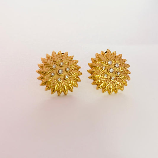IRAZ 18K Gold-Plated Anti Tarnish Stainless-Steel Floral Stud Earrings