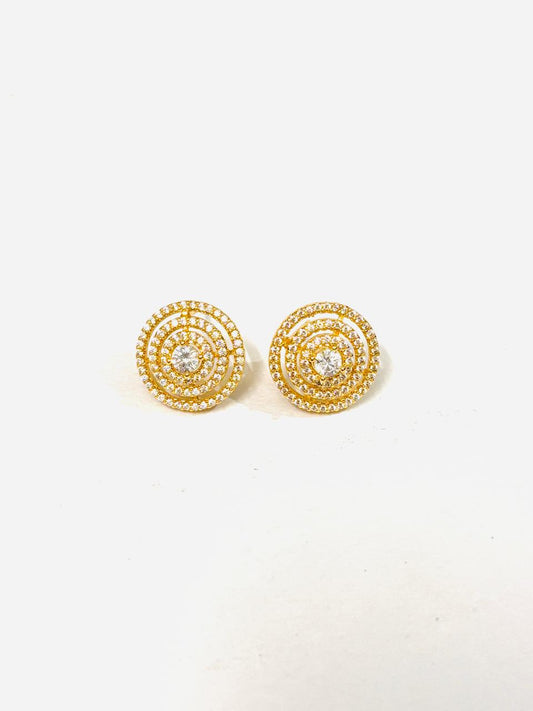 IRAZ Elegant Gold American Diamond Stud Earrings