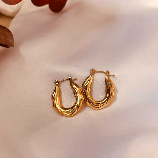 IRAZ 18k Gold Plated Anti-Tarnish Wave Hoops