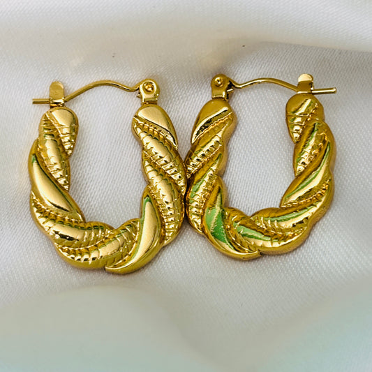 IRAZ 18k Gold Plated Anti-Tarnish Twisted Hoops