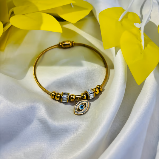 IRAZ 18k Gold Plated Anti-Tarnish Evil Eye Bracelet