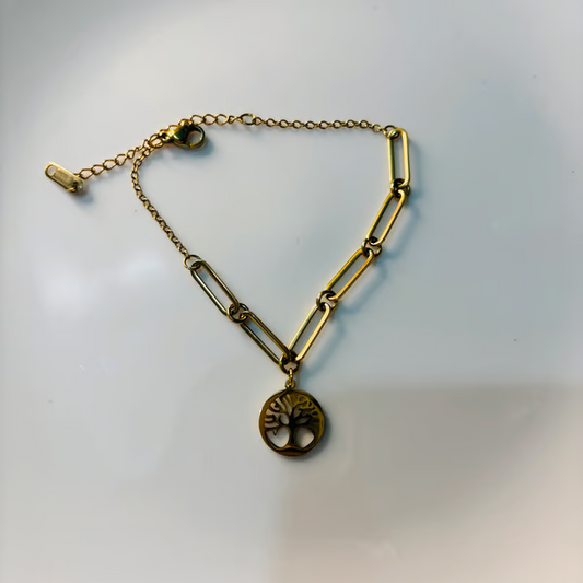 IRAZ 18k Gold Plated Anti-Tarnish Tree of Life Bracelet