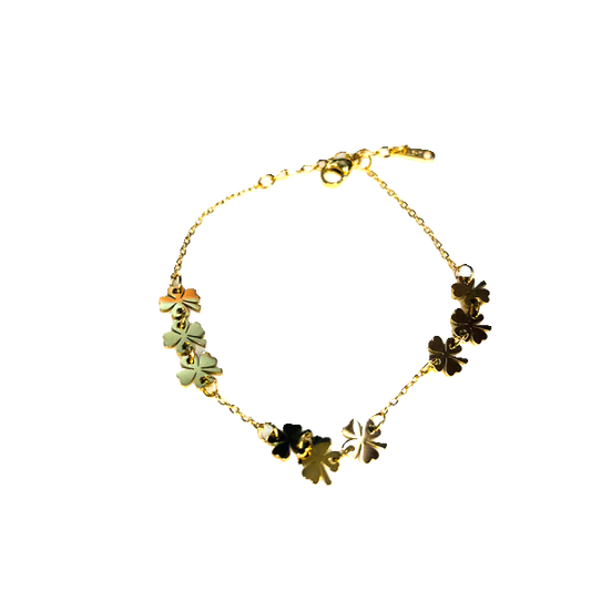 IRAZ 18k Gold Plated Anti-Tarnish Four-Leaf Clover Bracelet