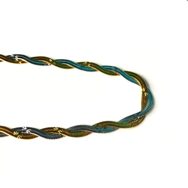 IRAZ 18k Gold Plated Anti-Tarnish Snake Chain Two-Tone Braided Necklace