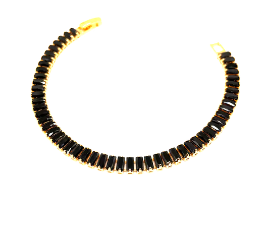 IRAZ 18k Gold Plated Anti-Tarnish Black Tennis Bracelet