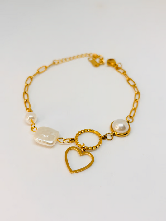 IRAZ 18k Gold Plated Anti-Tarnish Pearl Bracelet