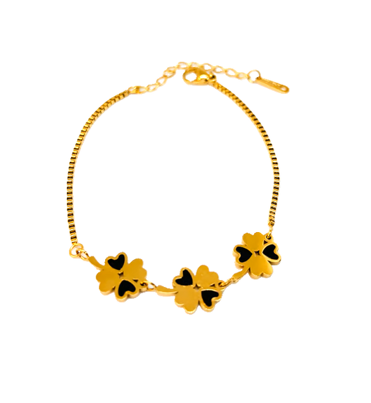 IRAZ 18k Gold Plated Anti-Tarnish Clover Bracelet