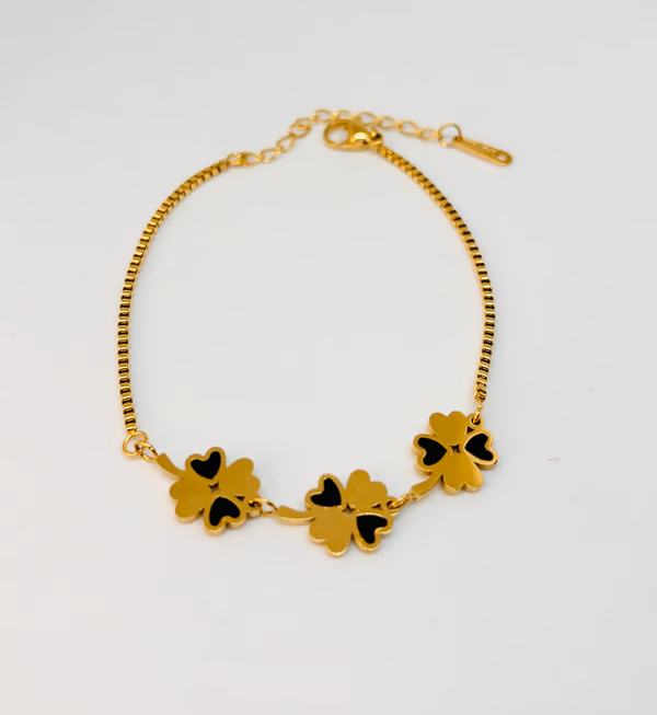 IRAZ 18k Gold Plated Anti-Tarnish Clover Bracelet