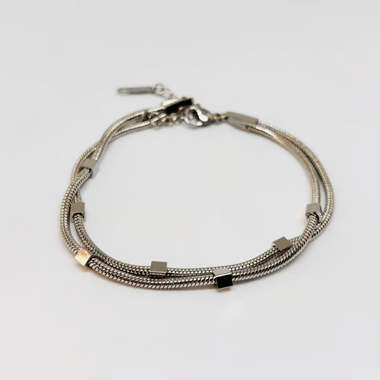 IRAZ Silver Plated Anti-Tarnish Double Layered Bracelet
