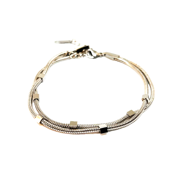 IRAZ Silver Plated Anti-Tarnish Double Layered Bracelet