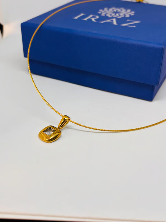 IRAZ 18k Gold Plated Anti-Tarnish Classic Square Pendant
