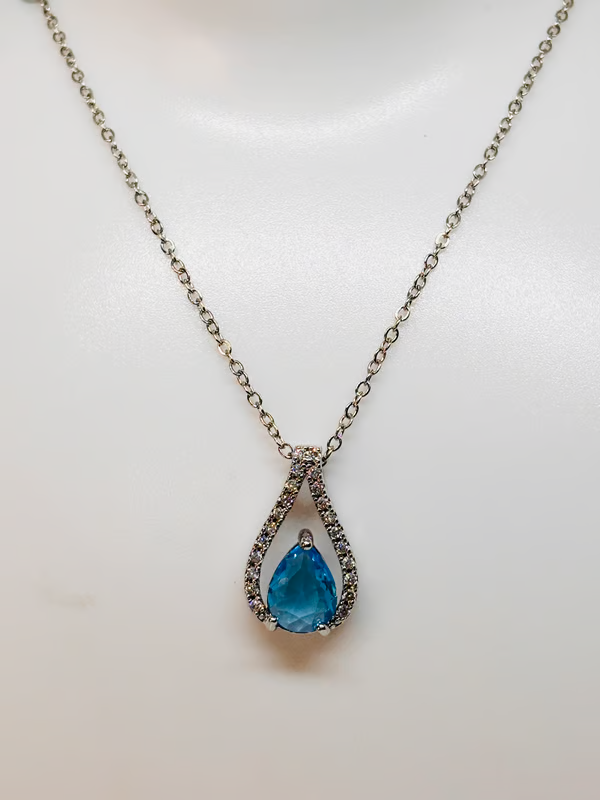 IRAZ 925 Silver Plated Stainless Steel Anti-Tarnish Teardrop Necklace