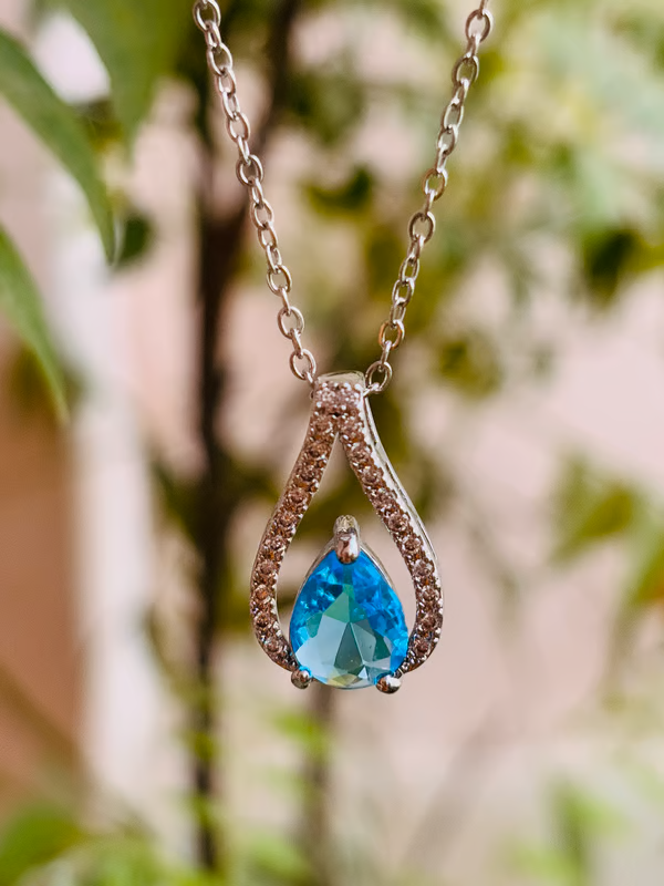 IRAZ 925 Silver Plated Stainless Steel Anti-Tarnish Teardrop Necklace
