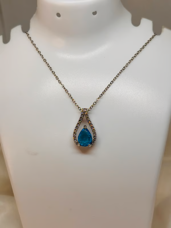 IRAZ 925 Silver Plated Stainless Steel Anti-Tarnish Teardrop Necklace
