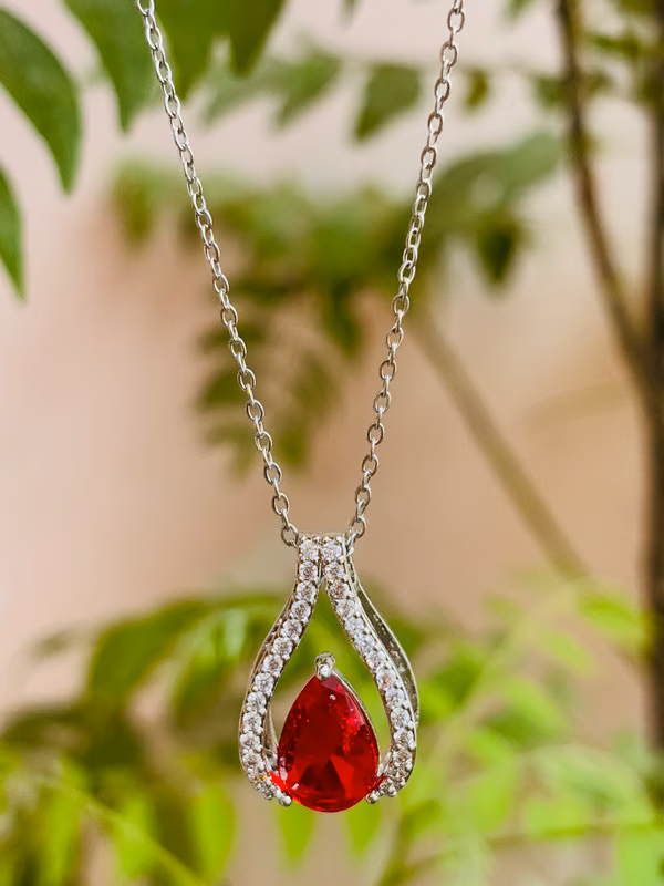 IRAZ 925 Silver Plated Stainless Steel Anti-Tarnish Teardrop Necklace