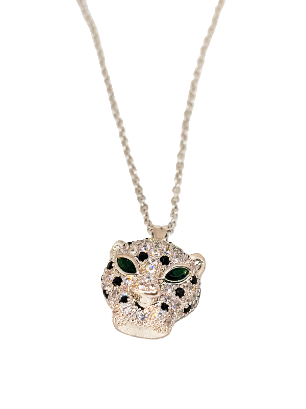 IRAZ 925 Silver Plated Stainless Steel Anti-Tarnish Leopard Pendant Necklace