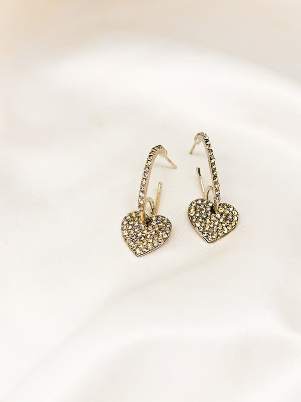 IRAZ 925 Silver Plated Heart Shaped Earrings