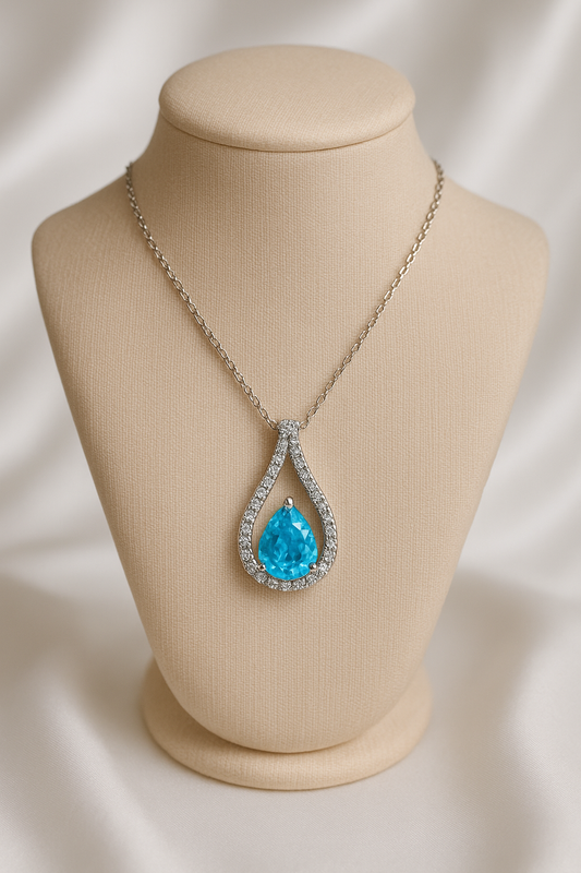 IRAZ 925 Silver Plated Stainless Steel Anti-Tarnish Teardrop Necklace