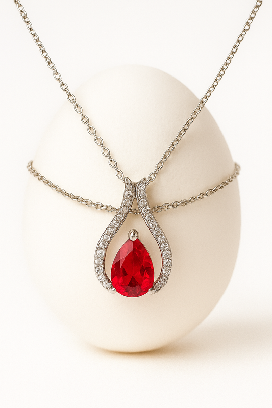 IRAZ 925 Silver Plated Stainless Steel Anti-Tarnish Teardrop Necklace